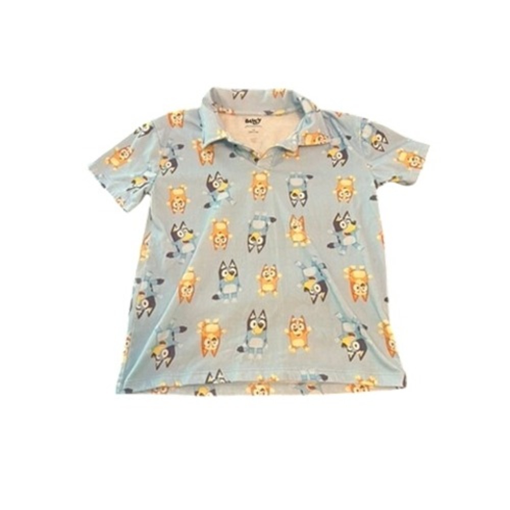 Bluey Boys Light Blue All Over Print‎ Polo Shirt Size 7-8 34E0441EY